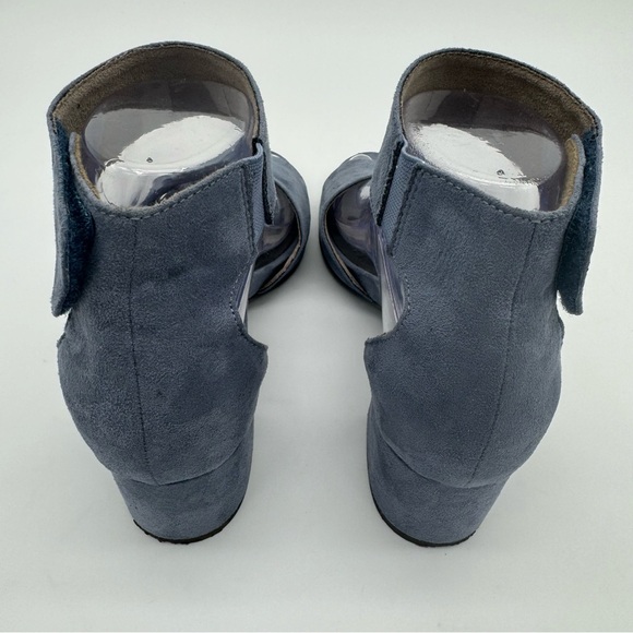 Jana Slate Blue Suede Block Heel Open Toe Ankle Strap Heels Size EU 37 H - Picture 6 of 13